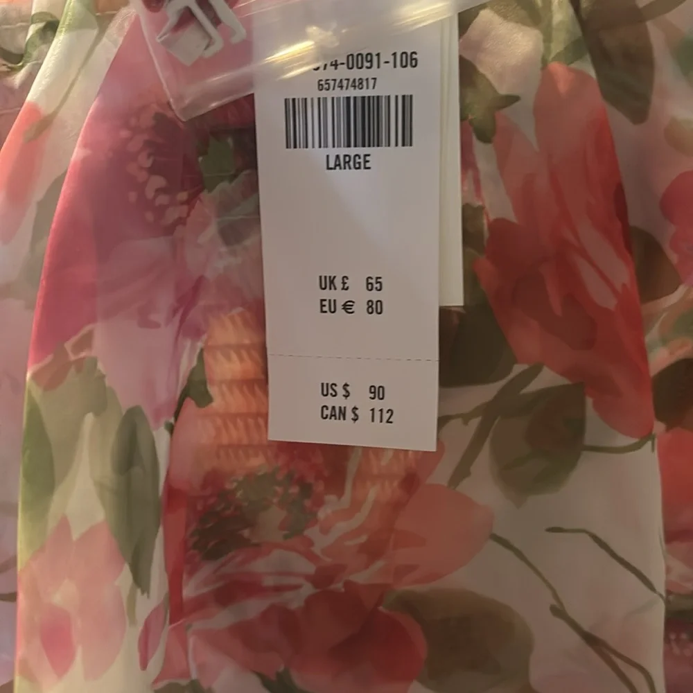 NWT Abercrombie & Fitch organza tiered dress in white floral - Picture 5 of 5